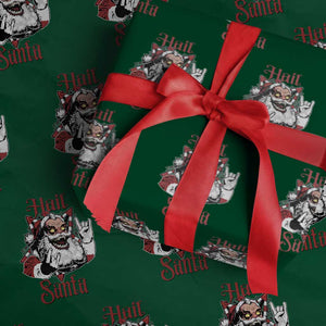 Hail Santa Heavy Metal Christmas Wrapping Paper Roll Krampus Xmas Rock & Roll TS11 Green Print Your Wear