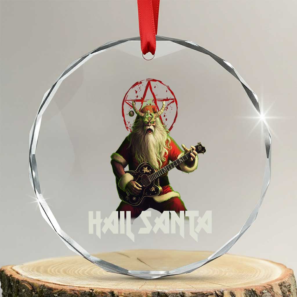 Hail Santa Sleigher Heavy Metal Crystal Glass Ornament TS09 Transparent Glass 3'' Circle Print Your Wear