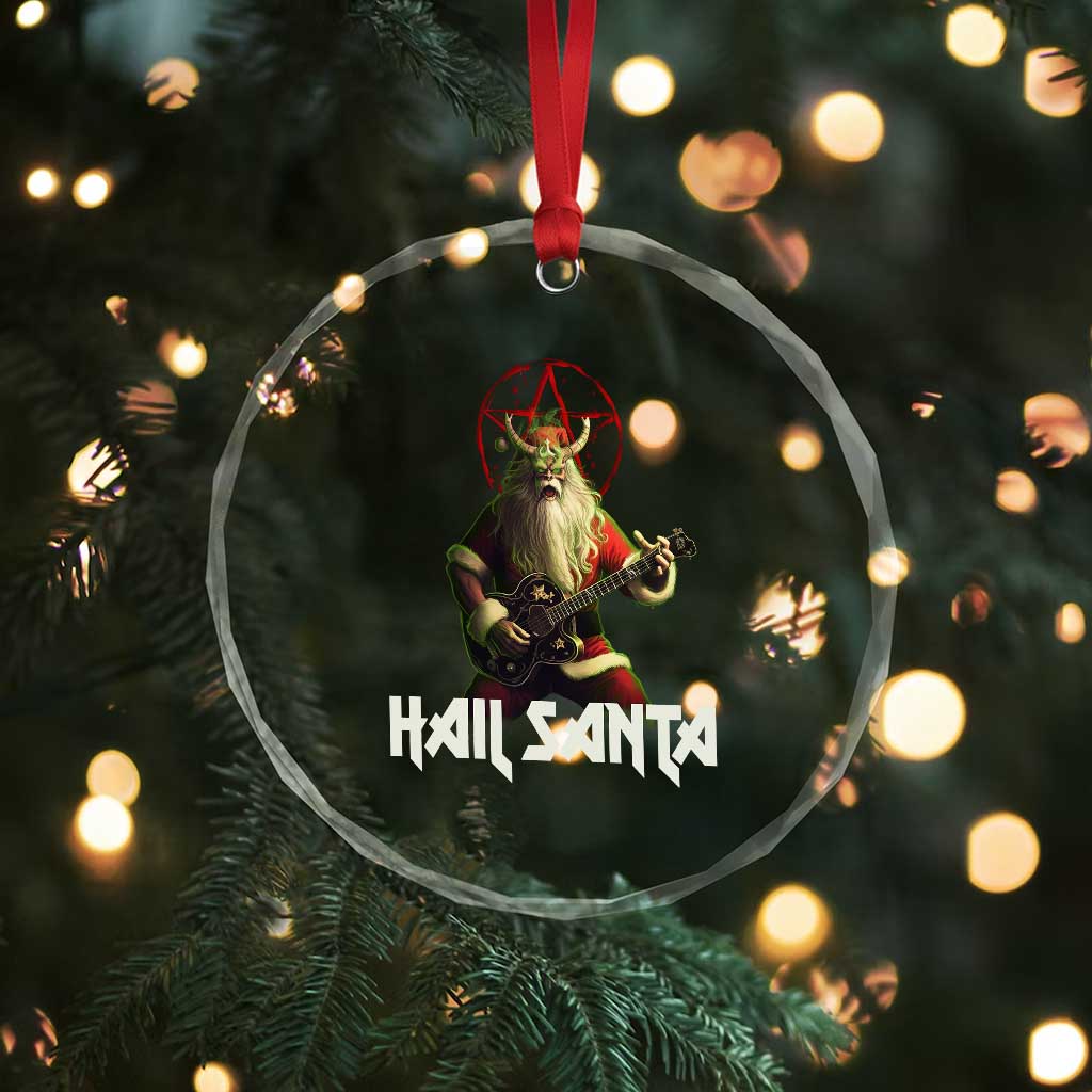 Hail Santa Sleigher Heavy Metal Crystal Glass Ornament TS09 Print Your Wear