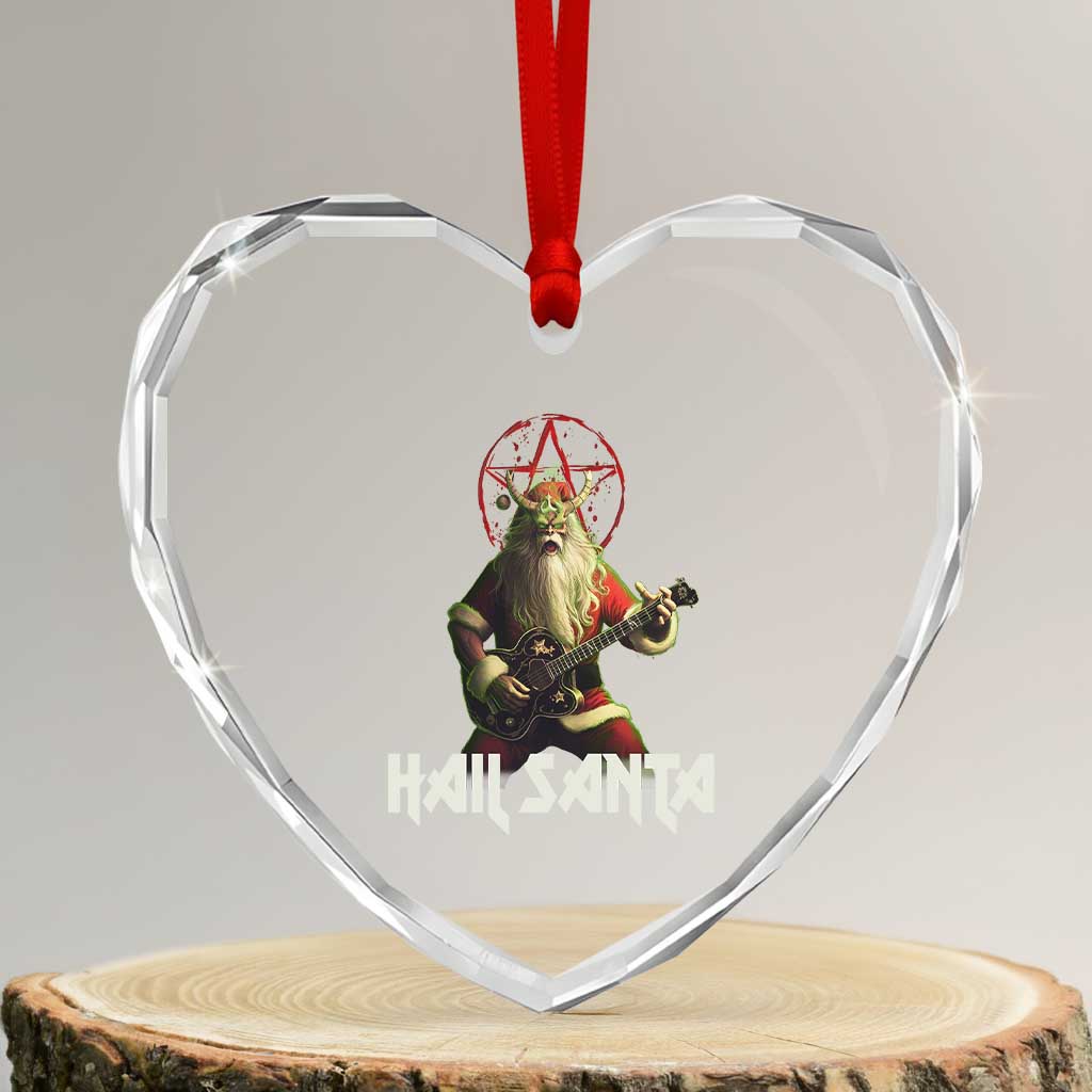 Hail Santa Sleigher Heavy Metal Heart Crystal Glass Ornament TS09 Transparent Glass 3'' Heart Print Your Wear