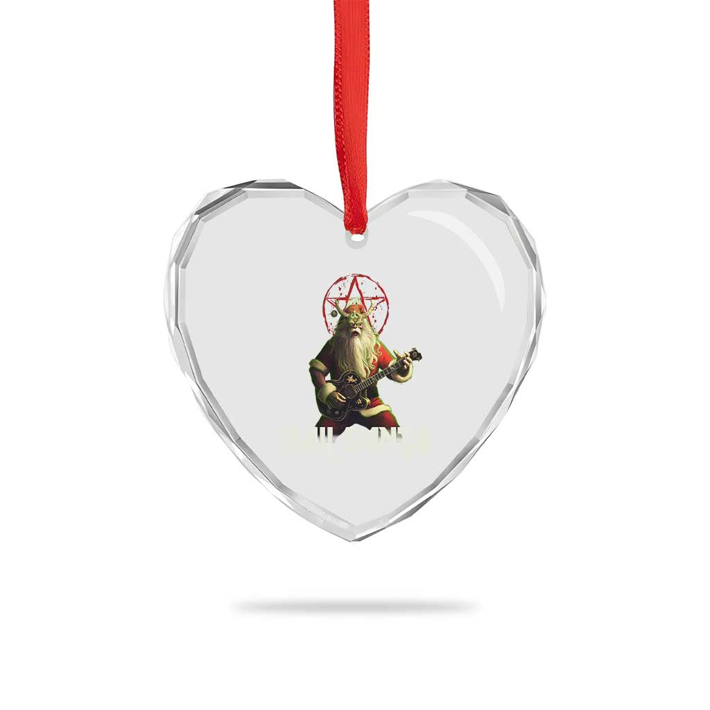 Hail Santa Sleigher Heavy Metal Heart Crystal Glass Ornament TS09 Print Your Wear