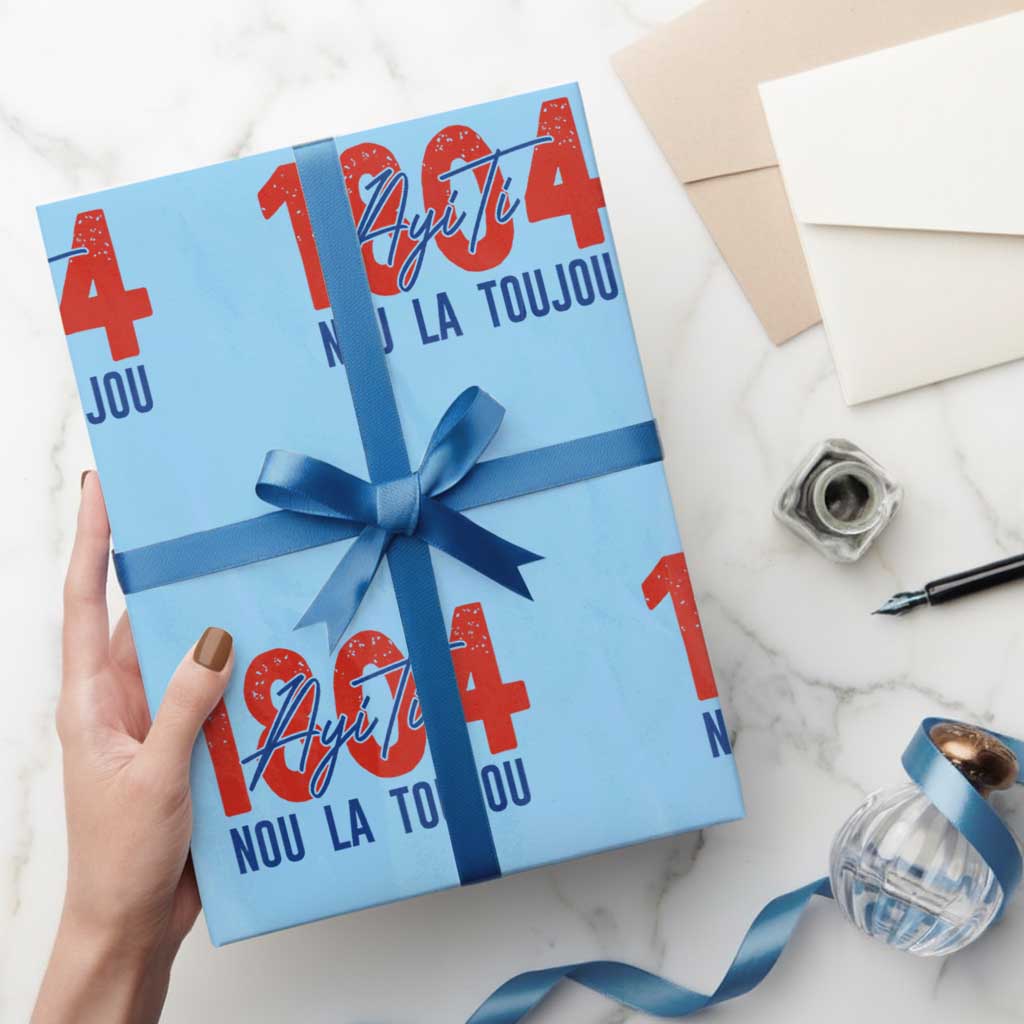 Haiti 1804 Ayiti Nou La Toujou Wrapping Paper Roll Independence Haiti Heritage Pride TS02 Light Blue Print Your Wear
