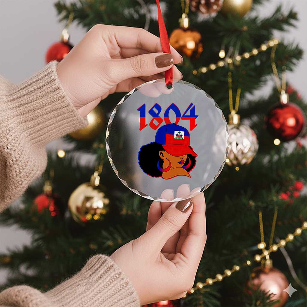 Haiti 1804 Curly Afro Queen Hoop Earrings Style Graphic Crystal Glass Ornament Haitian Heritage Pride TS02 Print Your Wear