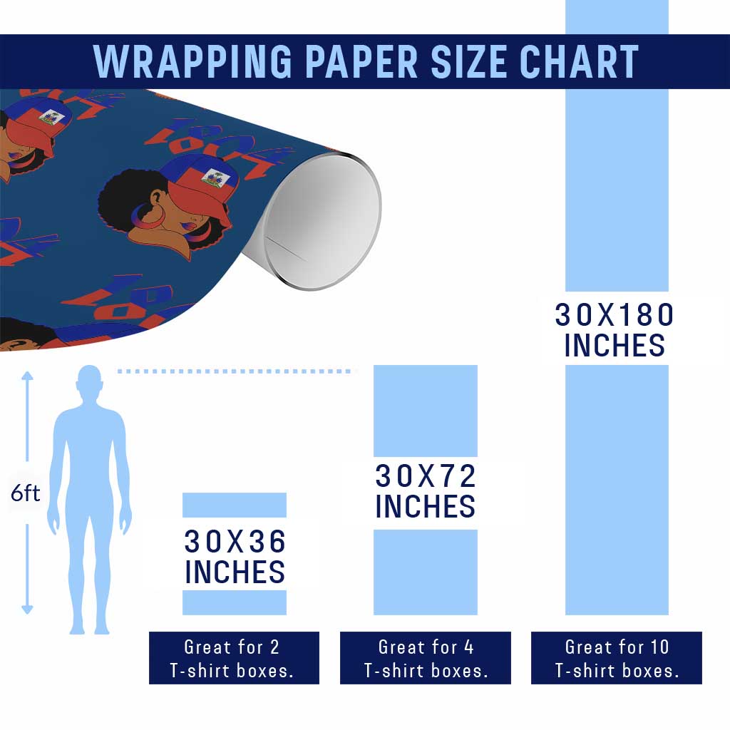Haiti 1804 Curly Afro Queen Hoop Earrings Style Graphic Wrapping Paper Roll Haitian Heritage Pride TS02 Print Your Wear