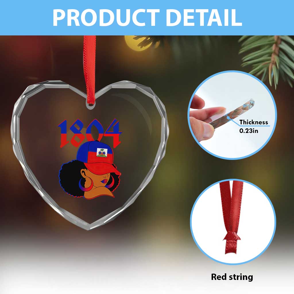 Haiti 1804 Curly Afro Queen Hoop Earrings Style Graphic Heart Crystal Glass Ornament Haitian Heritage Pride TS02 Print Your Wear
