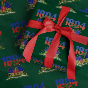 Haiti 1804 Independence Year Graphic Wrapping Paper Roll Haitian Pride Coat of Arms National Heritage TS02 Green Print Your Wear