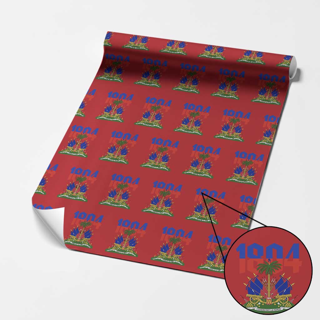 Haiti 1804 Independence Year Graphic Wrapping Paper Roll Haitian Pride Coat of Arms National Heritage TS02 Red Print Your Wear