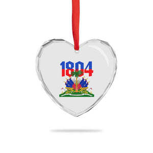 Haiti 1804 Independence Year Graphic Heart Crystal Glass Ornament Haitian Pride Coat of Arms National Heritage TS02 Print Your Wear