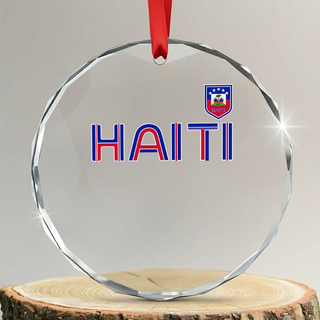 Haiti Flag Crest Crystal Glass Ornament Haitian Pride National Heritage Patriotic Graphic TS10 Transparent Glass 3'' Circle Print Your Wear