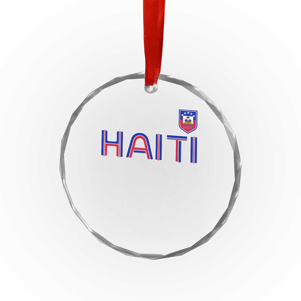 Haiti Flag Crest Crystal Glass Ornament Haitian Pride National Heritage Patriotic Graphic