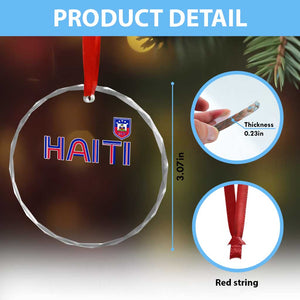 Haiti Flag Crest Crystal Glass Ornament Haitian Pride National Heritage Patriotic Graphic