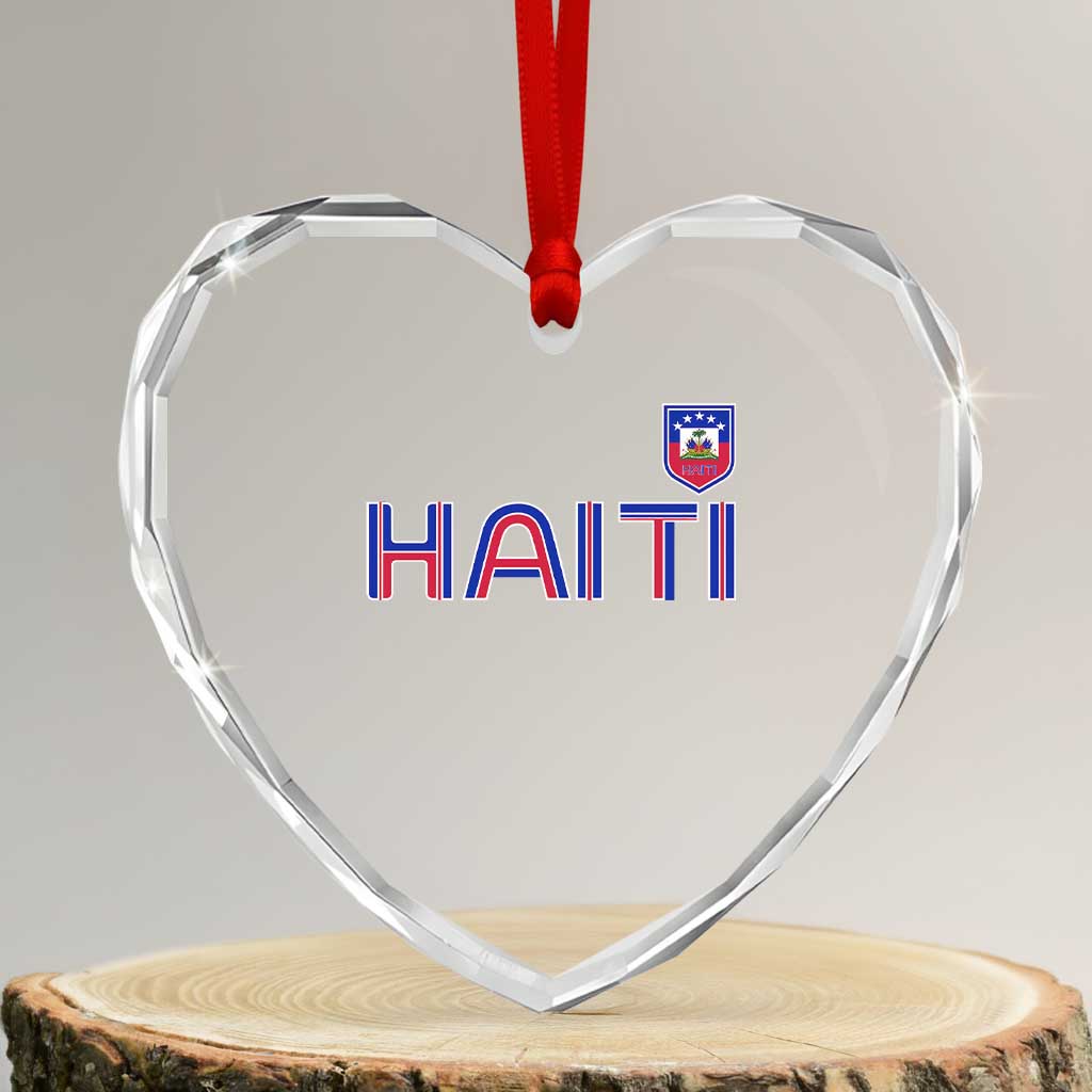 Haiti Flag Crest Heart Crystal Glass Ornament Haitian Pride National Heritage Patriotic Graphic TS10 Transparent Glass 3'' Heart Print Your Wear