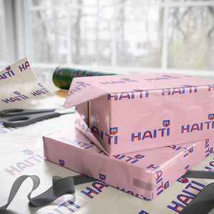 Haiti Flag Crest Wrapping Paper Roll Haitian Pride National Heritage Patriotic Graphic