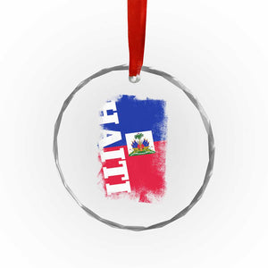 Haiti Flag Distressed Flag Graphic Crystal Glass Ornament Haitian Heritage Pride TS02 Print Your Wear