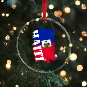 Haiti Flag Distressed Flag Graphic Crystal Glass Ornament Haitian Heritage Pride TS02 Print Your Wear