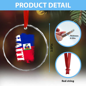 Haiti Flag Distressed Flag Graphic Crystal Glass Ornament Haitian Heritage Pride TS02 Print Your Wear