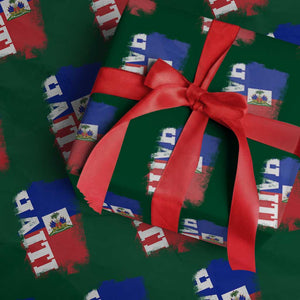 Haiti Flag Distressed Flag Graphic Wrapping Paper Roll Haitian Heritage Pride TS02 Green Print Your Wear
