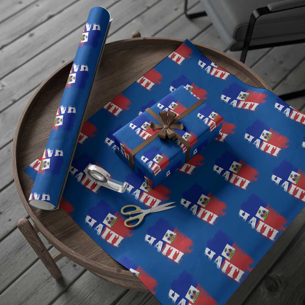 Haiti Flag Distressed Flag Graphic Wrapping Paper Roll Haitian Heritage Pride TS02 Blue Print Your Wear