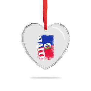 Haiti Flag Distressed Flag Graphic Heart Crystal Glass Ornament Haitian Heritage Pride TS02 Print Your Wear