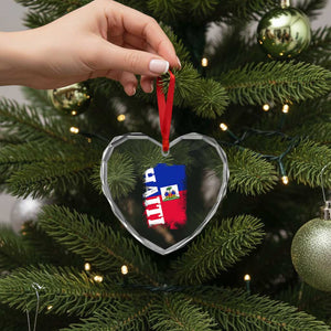 Haiti Flag Distressed Flag Graphic Heart Crystal Glass Ornament Haitian Heritage Pride TS02 Print Your Wear