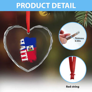 Haiti Flag Distressed Flag Graphic Heart Crystal Glass Ornament Haitian Heritage Pride TS02 Print Your Wear