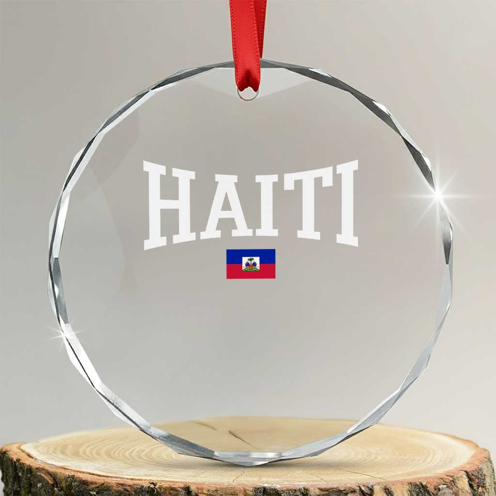 Haiti Haitian Flag Caribbean Souvenir Crystal Glass Ornament Vintage Varsity Sports TS10 Transparent Glass 3'' Circle Print Your Wear