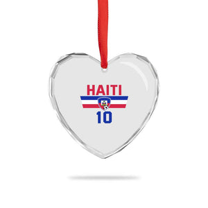 Haiti Haitian Flag Heart Crystal Glass Ornament Proud Haitienne Cheer Country Favorite Spirit Game Caribbean Souvenir