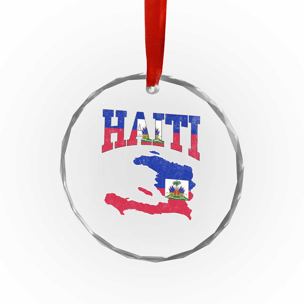 Haiti Pride Crystal Glass Ornament Retro Vintage Haitian Flag Map Pride Graphic TS10 Print Your Wear