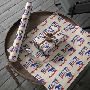 Haiti Pride Wrapping Paper Roll Retro Vintage Haitian Flag Map Pride Graphic TS10 Beige Print Your Wear