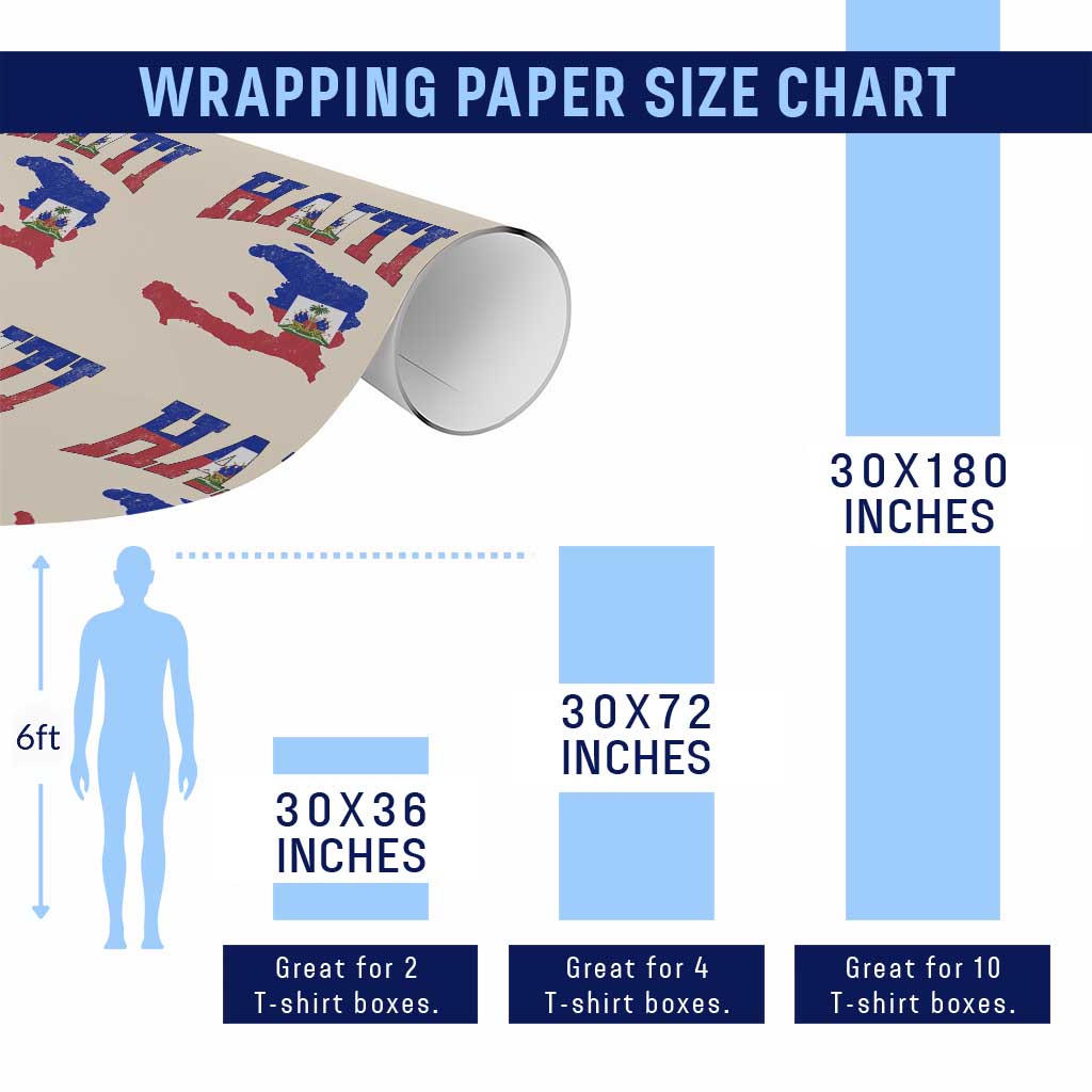 Haiti Pride Wrapping Paper Roll Retro Vintage Haitian Flag Map Pride Graphic TS10 Print Your Wear