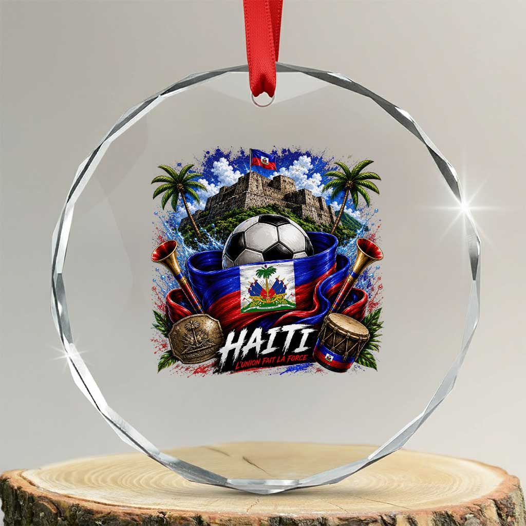 Haiti Soccer 2026 Crystal Glass Ornament Haitian Flag Caribbean Football Fan TS10 Transparent Glass 3'' Circle Print Your Wear