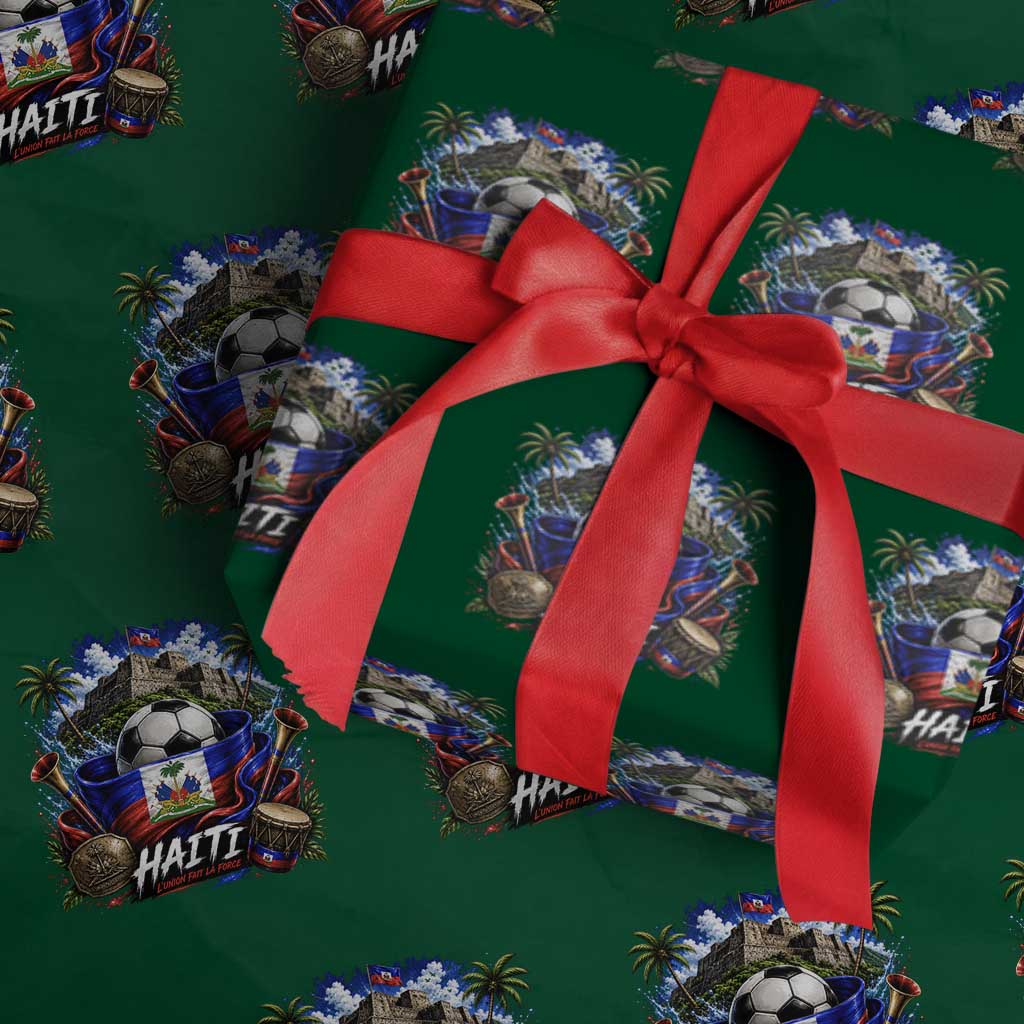 Haiti Soccer 2026 Wrapping Paper Roll Haitian Flag Caribbean Football Fan TS10 Green Print Your Wear