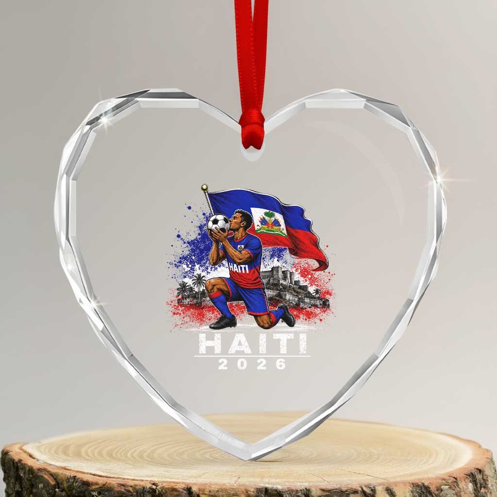 Haiti Soccer 2026 Heart Crystal Glass Ornament Haitian World Football Fan Ayiti Lover TS10 Transparent Glass 3'' Heart Print Your Wear