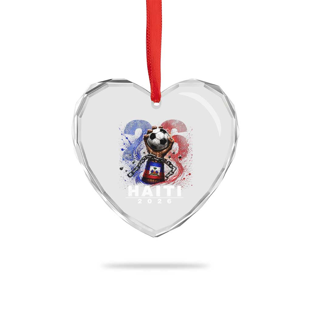 Haiti Soccer 2026 Heart Crystal Glass Ornament World Football Fan Haitian Pride Ayiti