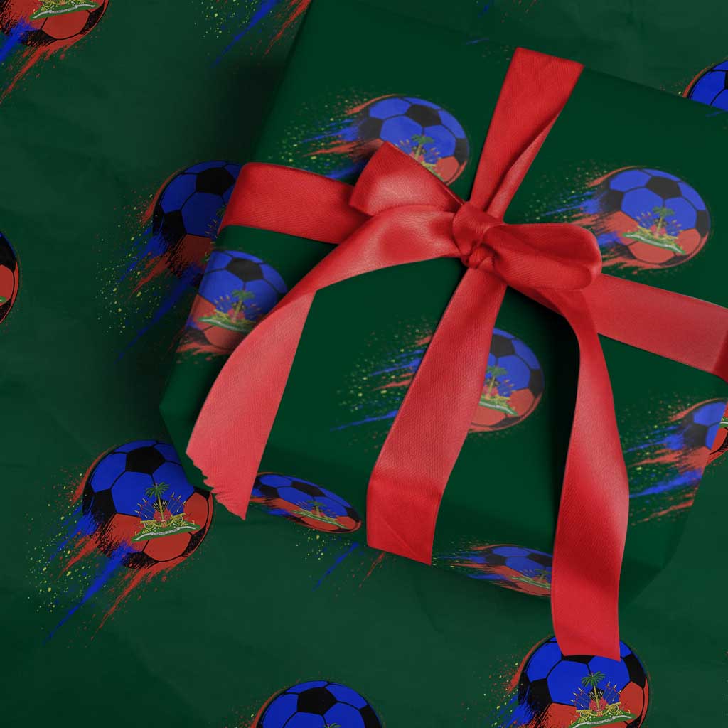 Haiti Soccer Ball Wrapping Paper Roll Retro Vintage Watercolors Sport Haitian Flag Ayiti Pride TS10 Green Print Your Wear