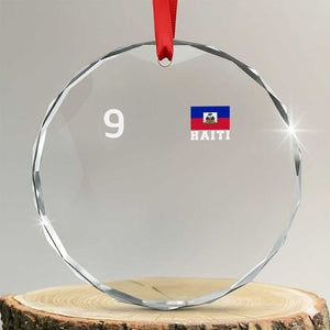 Haiti Soccer Jersey Style Number 9 Graphic Crystal Glass Ornament Haitian Flag Football Sports Fan TS02 Transparent Glass 3'' Circle Print Your Wear