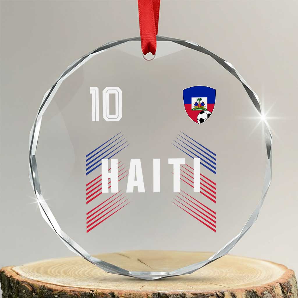 Haiti Soccer Sports Graphic Number 10 Jersey Style Crystal Glass Ornament Proud Haitian Football Fans Game Day Pride TS02 Transparent Glass 3'' Circle Print Your Wear