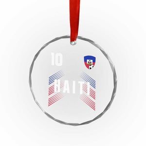 Haiti Soccer Sports Graphic Number 10 Jersey Style Crystal Glass Ornament Proud Haitian Football Fans Game Day Pride