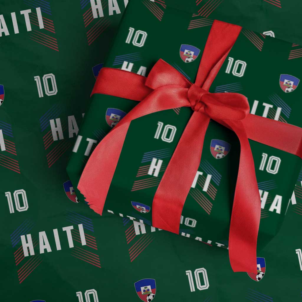 Haiti Soccer Sports Graphic Number 10 Jersey Style Wrapping Paper Roll Proud Haitian Football Fans Game Day Pride TS02 Green Print Your Wear