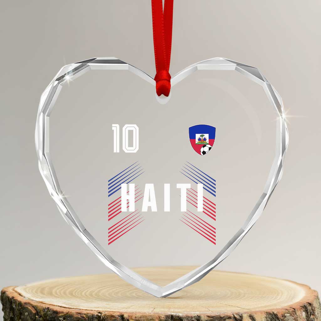 Haiti Soccer Sports Graphic Number 10 Jersey Style Heart Crystal Glass Ornament Proud Haitian Football Fans Game Day Pride TS02 Transparent Glass 3'' Heart Print Your Wear
