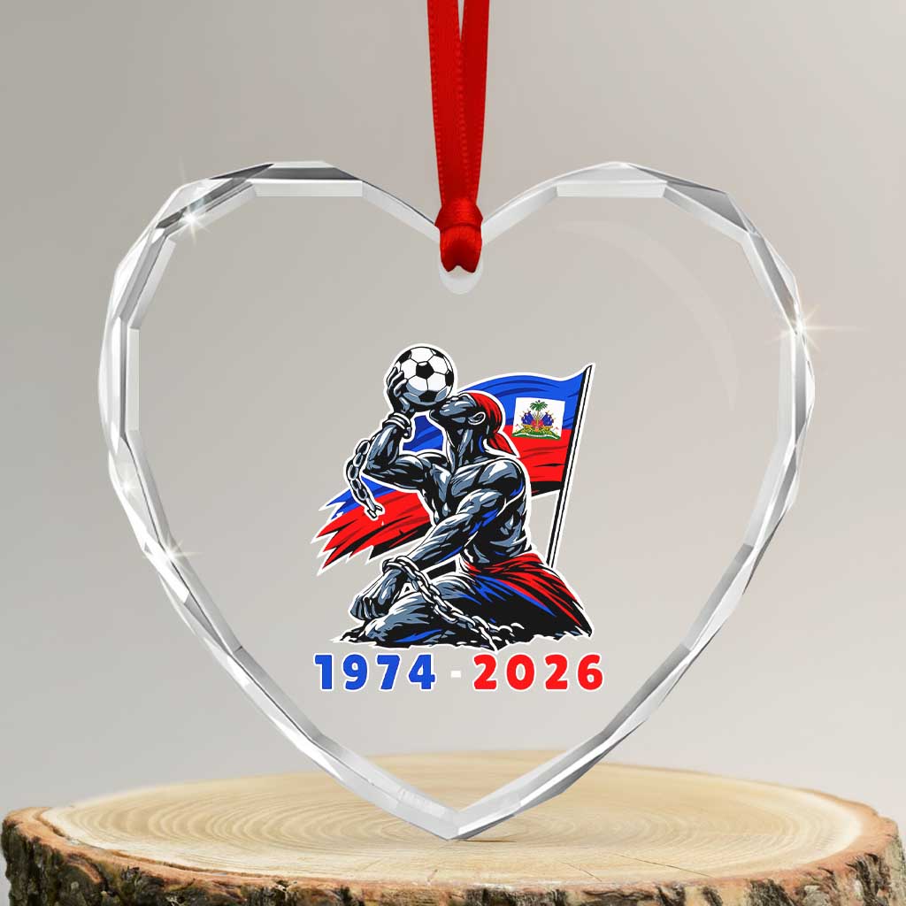 Haiti Soccer Tournament History 1974 to 2026 Heart Crystal Glass Ornament Powerful Haitian Broken Chains National Flag Football Fans