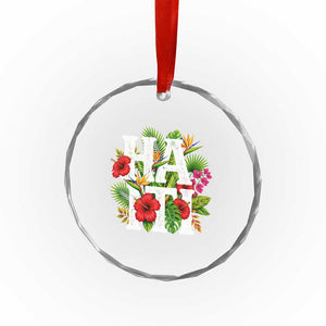 Haiti Tropical Floral Hibiscus Palm Leaves Island Graphic Crystal Glass Ornament Haitian Heritage Pride TS02 Print Your Wear