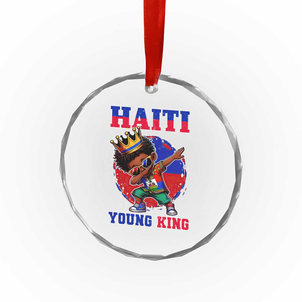 Haiti Young King Dabbing Boy Kids Graphic Crystal Glass Ornament Haitian Heritage Pride TS02 Print Your Wear