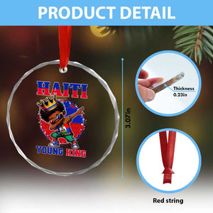Haiti Young King Dabbing Boy Kids Graphic Crystal Glass Ornament Haitian Heritage Pride TS02 Print Your Wear