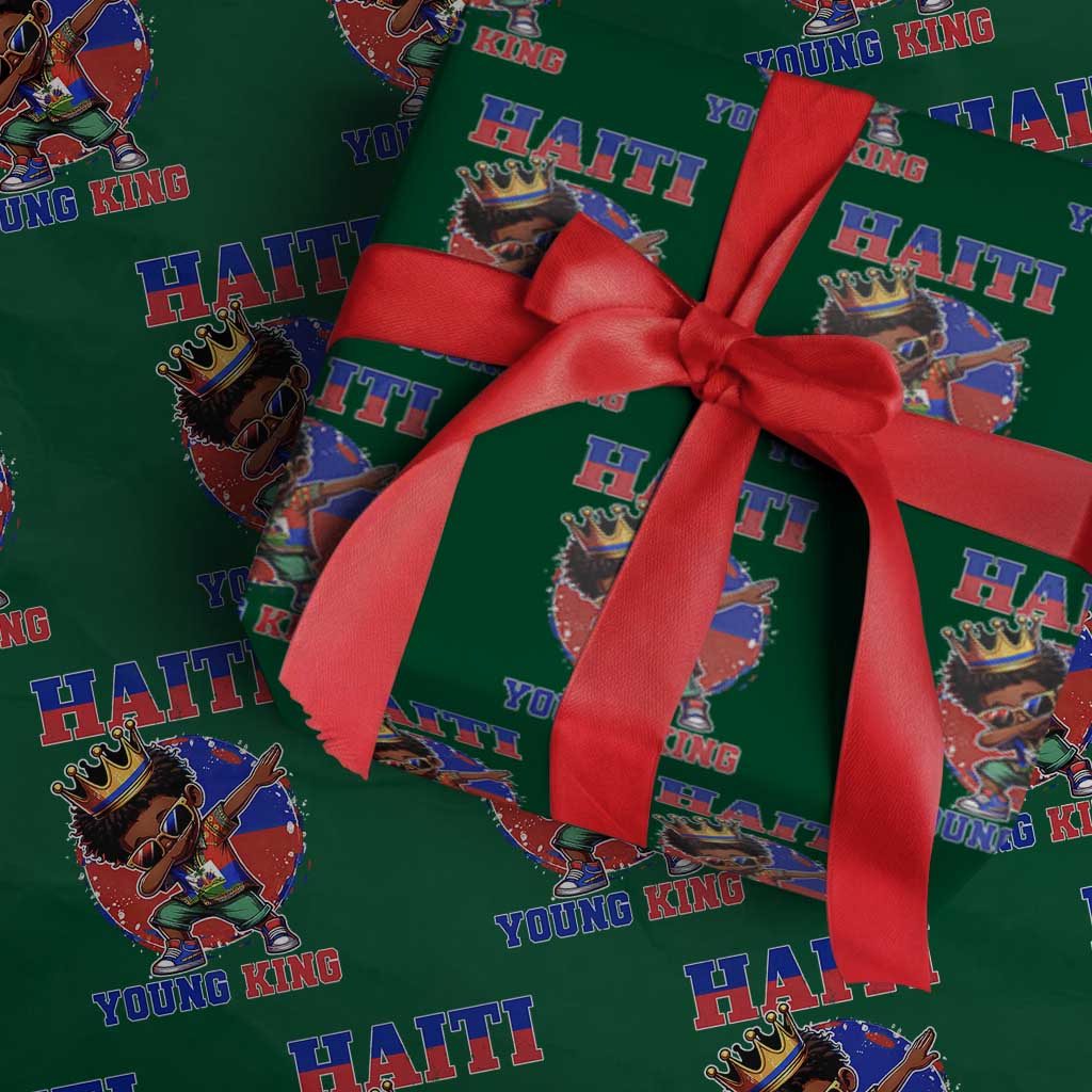Haiti Young King Dabbing Boy Kids Graphic Wrapping Paper Roll Haitian Heritage Pride TS02 Green Print Your Wear