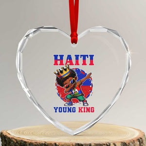 Haiti Young King Dabbing Boy Kids Graphic Heart Crystal Glass Ornament Haitian Heritage Pride TS02 Transparent Glass 3'' Heart Print Your Wear