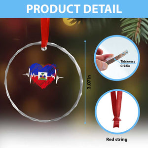 Haitian Flag Heartbeat EKG Pulse Graphic Crystal Glass Ornament My Heart Beats For Haiti Identity Heritage Pride TS02 Print Your Wear
