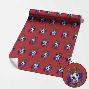 Haitian Flag Soccer Ball Graphic Wrapping Paper Roll Tropical Palm Trees Caribbean Haiti Football Fans Pride
