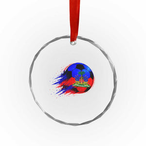 Haitian Flag Soccer Ball Splatter Graphic Crystal Glass Ornament Haiti Football Sports Fan TS02 Print Your Wear
