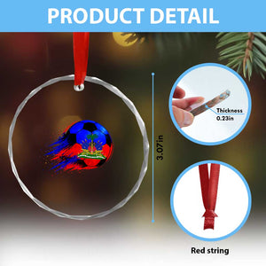 Haitian Flag Soccer Ball Splatter Graphic Crystal Glass Ornament Haiti Football Sports Fan TS02 Print Your Wear